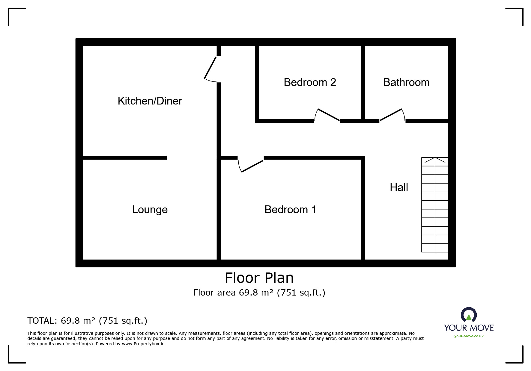 Floorplan of 2 bedroom  Flat for sale, Black Eagle Court, Burton-on-Trent, DE14