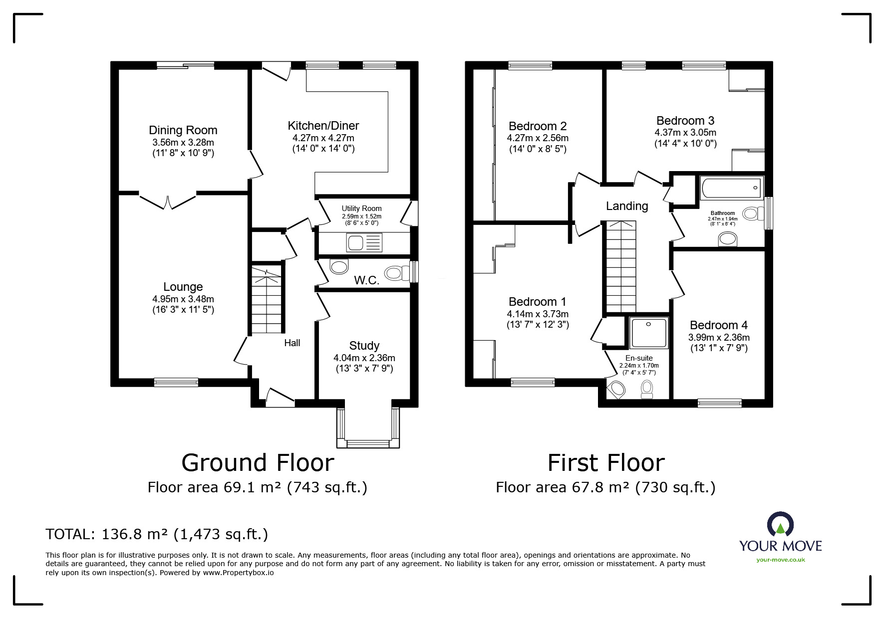 Floorplan of 4 bedroom Detached House for sale, Faraday Avenue, Stretton, Staffordshire, DE13