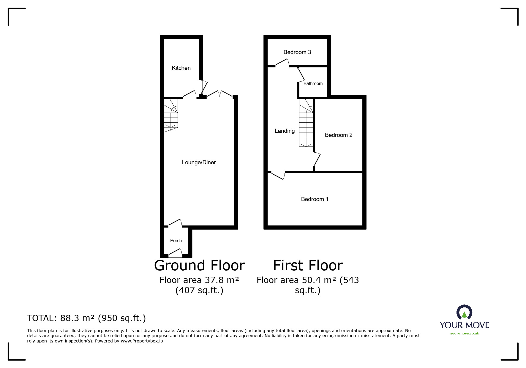 Floorplan of 3 bedroom Mid Terrace House for sale, Hill Street, Burton-on-Trent, Staffordshire, DE15