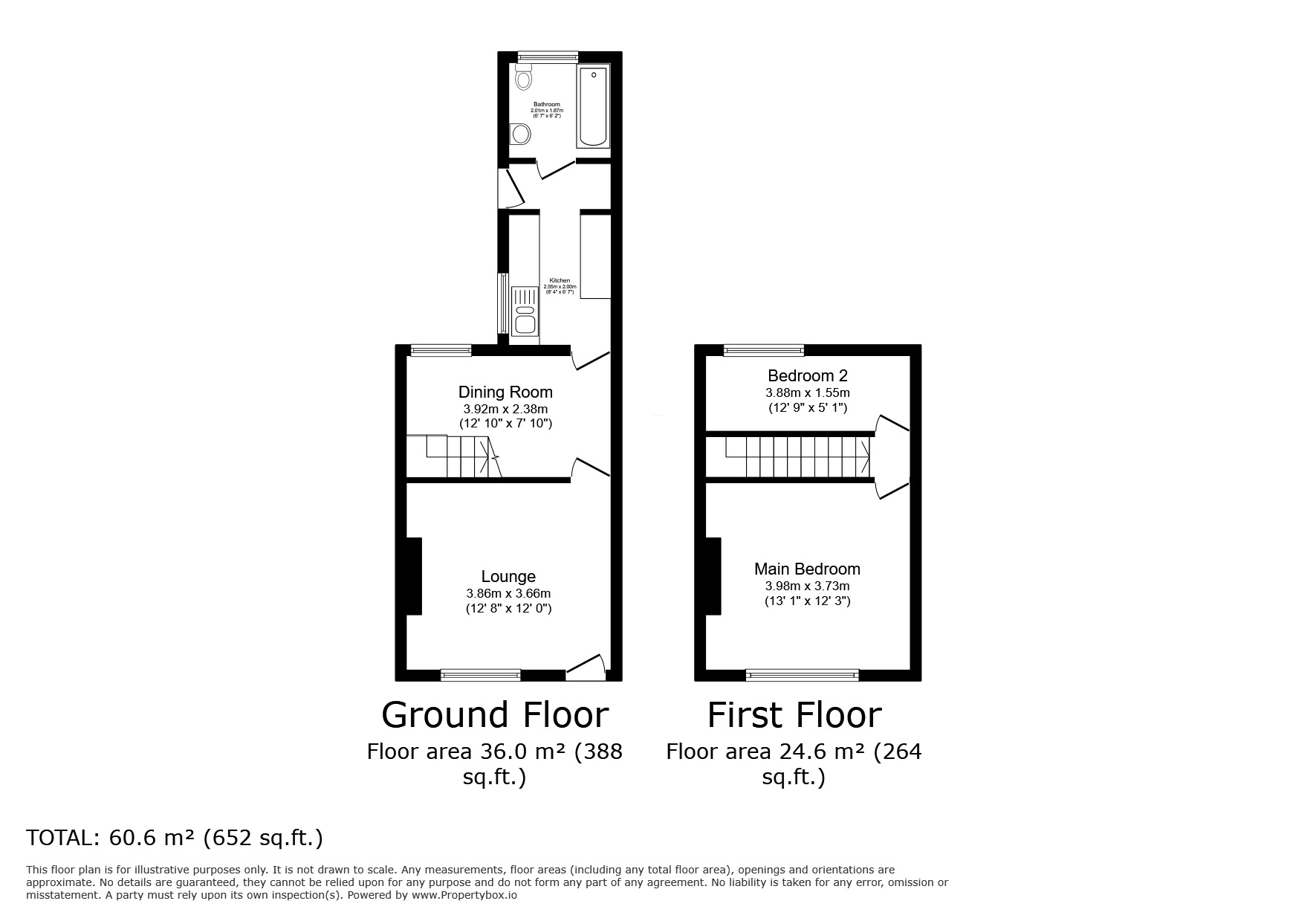 Floorplan of 2 bedroom Mid Terrace House for sale, Horninglow Street, Burton-on-Trent, Staffordshire, DE14