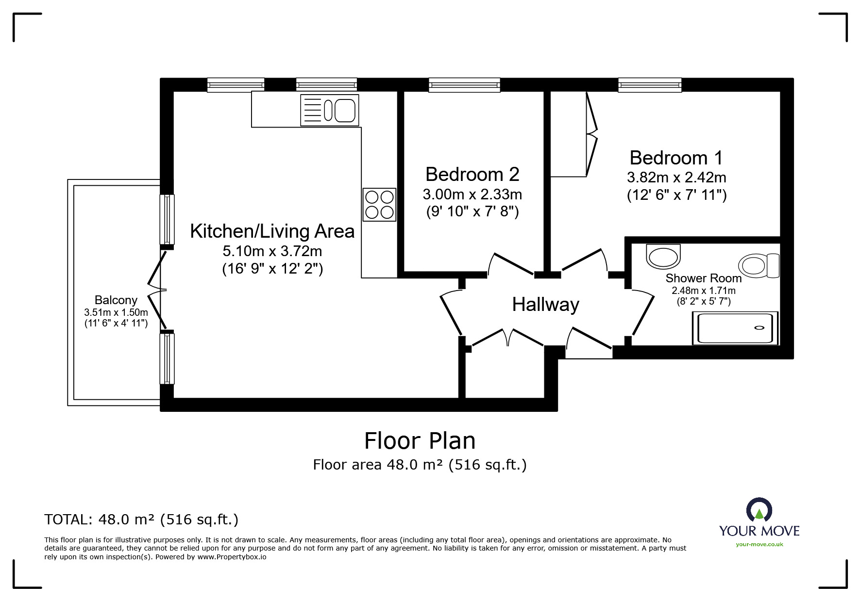 Floorplan of 2 bedroom  Flat to rent, Grants Yard, Burton-on-Trent, Staffordshire, DE14