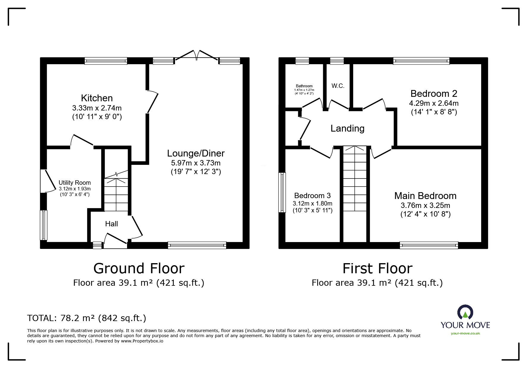 Floorplan of 3 bedroom Semi Detached House for sale, Yew Tree Crescent, Burton-on-Trent, Staffordshire, DE15