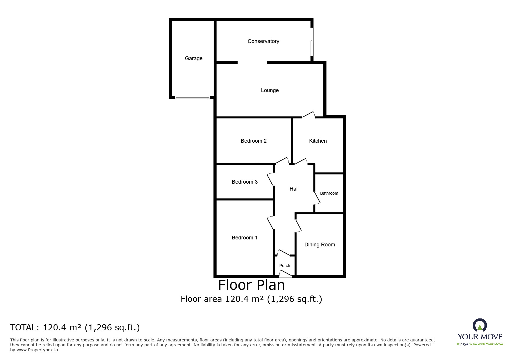 Floorplan of 3 bedroom Detached Bungalow for sale, Tatenhill Lane, Branston, Staffordshire, DE14