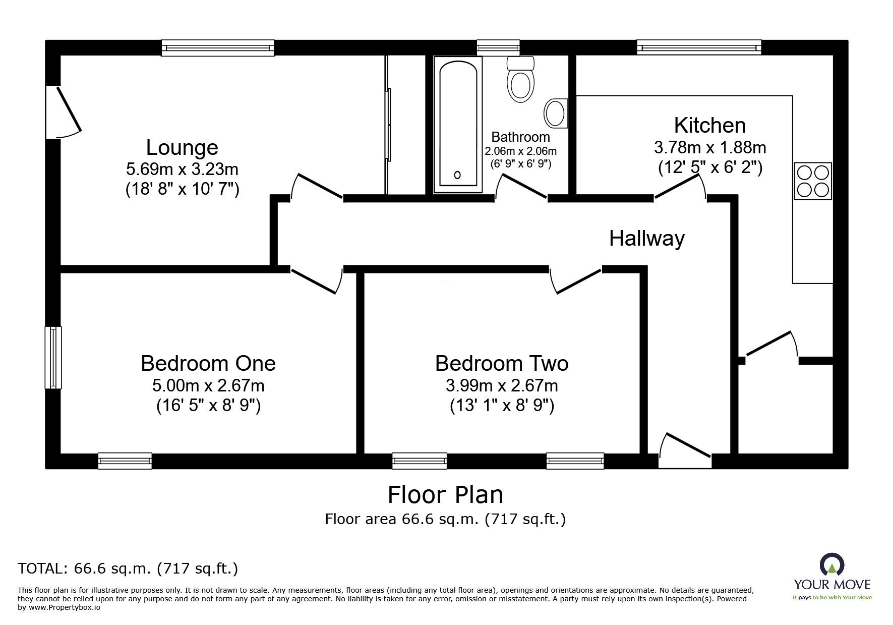 Floorplan of 2 bedroom  Flat to rent, Station Street, Burton-on-Trent, Staffordshire, DE14