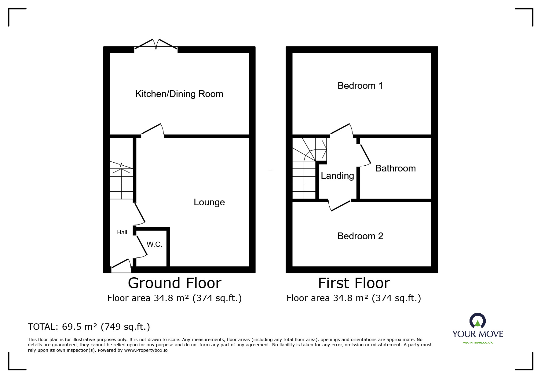 Floorplan of 2 bedroom End Terrace House for sale, Upton Drive, Burton-on-Trent, Staffordshire, DE14