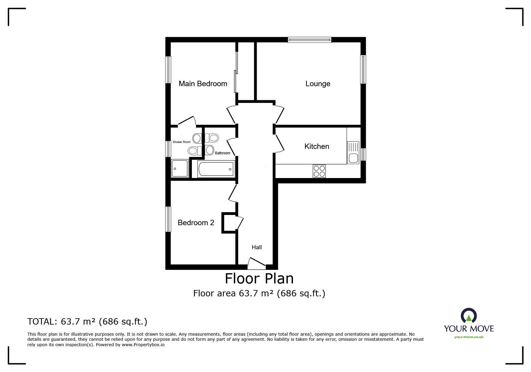 Floorplan of 2 bedroom  Flat for sale, Brewhouse Court, Wheel Lane, Staffordshire, WS13