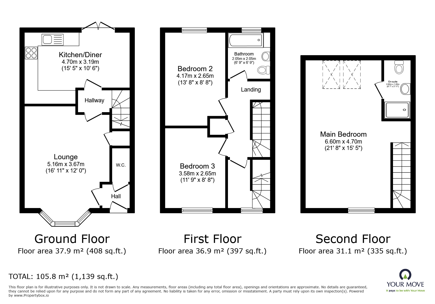 Floorplan of 3 bedroom End Terrace House for sale, Rook Drive, Burton-on-Trent, Staffordshire, DE13