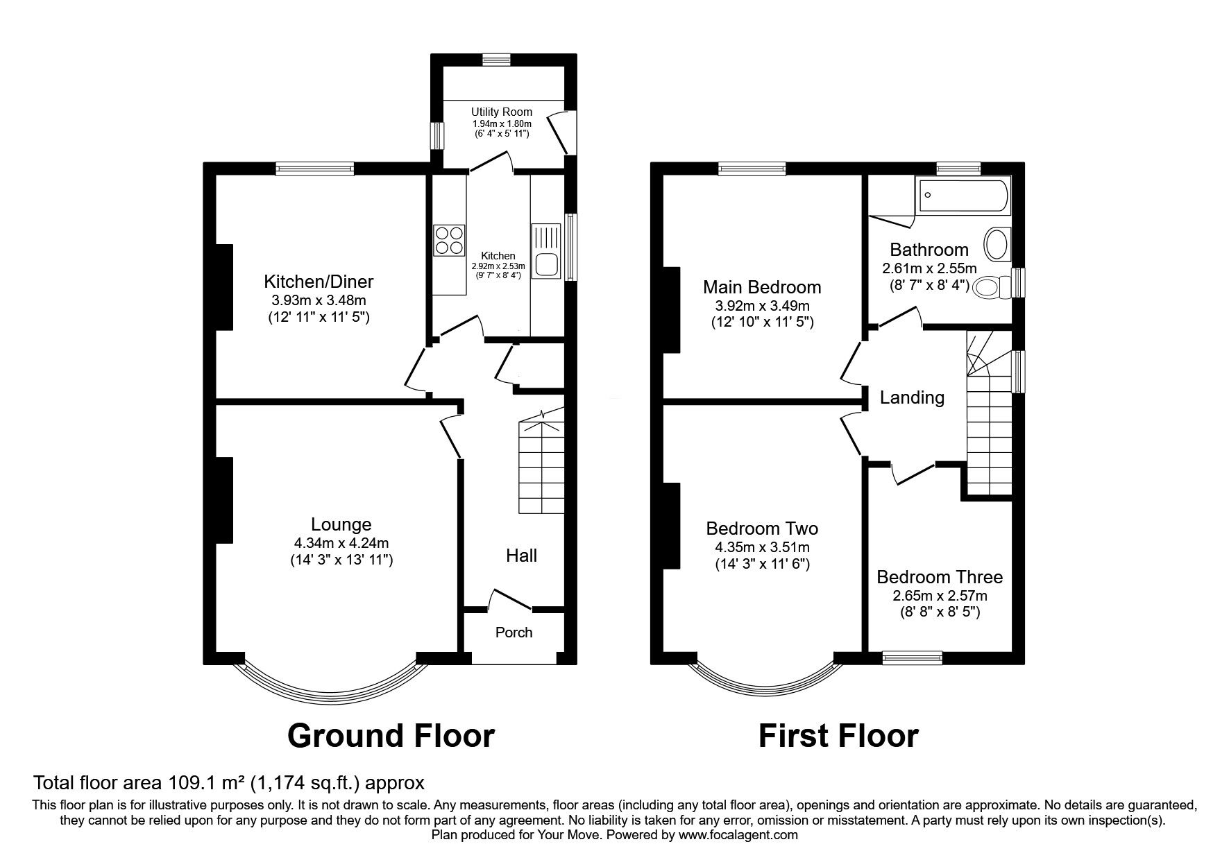 Floorplan of 3 bedroom Semi Detached House for sale, Alexandra Road, Burton-on-Trent, Staffordshire, DE15