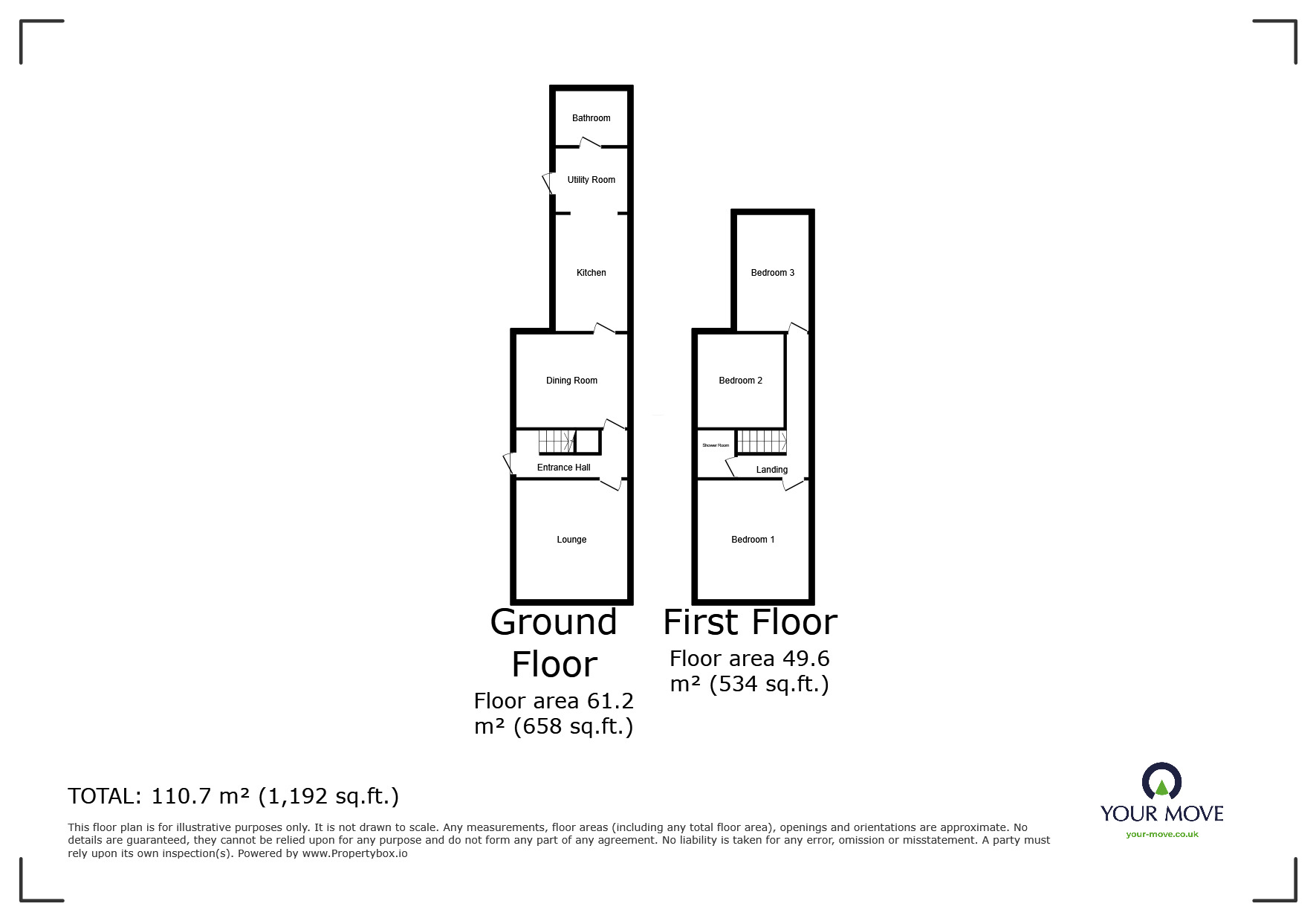 Floorplan of 3 bedroom End Terrace House for sale, Hunter Street, Burton-on-Trent, Staffordshire, DE14