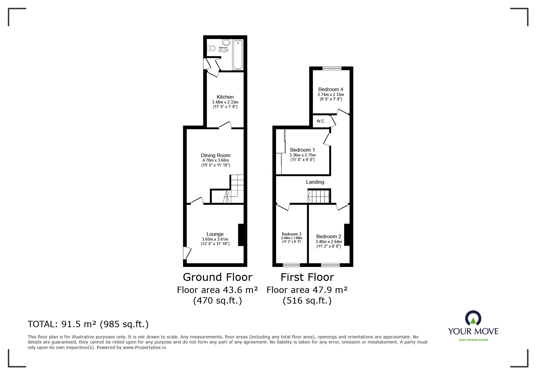 Floorplan of 4 bedroom Mid Terrace House to rent, Belvedere Road, Burton-on-Trent, Staffordshire, DE13