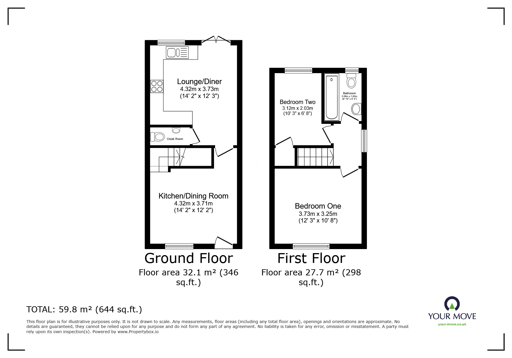 Floorplan of 2 bedroom Semi Detached House to rent, Blakeholme Court, Burton-on-Trent, Staffordshire, DE14