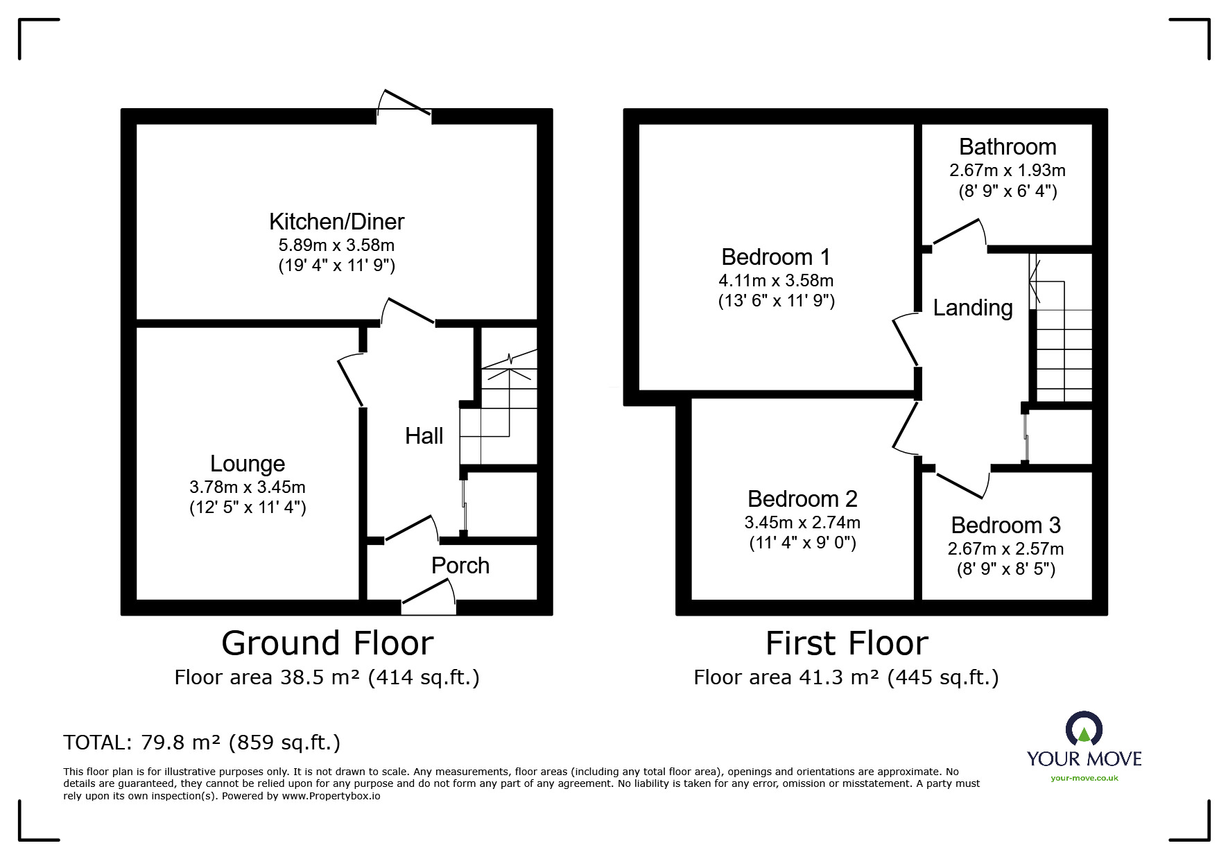 Floorplan of 3 bedroom Mid Terrace House to rent, Westfield Road, Burton-on-Trent, Staffordshire, DE13