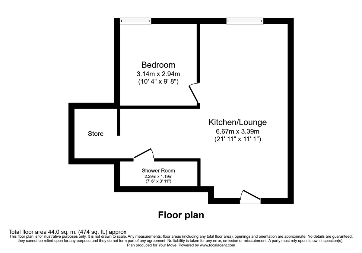 Floorplan of 1 bedroom  Flat to rent, Borough Road, Burton-on-Trent, Staffordshire, DE14