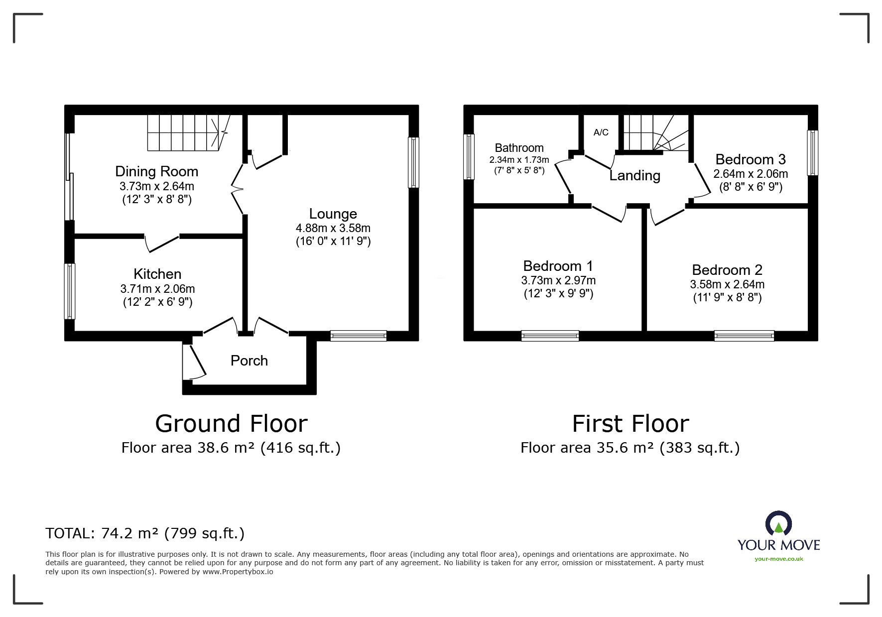 Floorplan of 3 bedroom Semi Detached House for sale, Brackenwood Road, Burton-on-Trent, Staffordshire, DE15