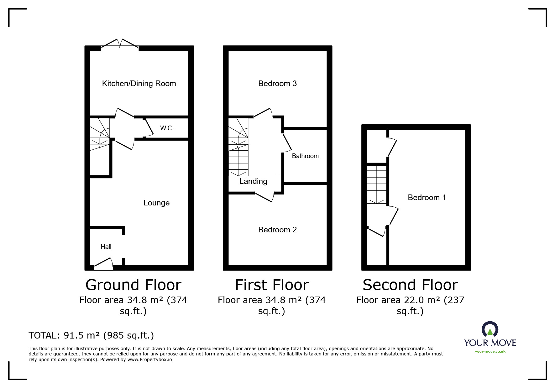 Floorplan of 3 bedroom End Terrace House for sale, Upton Drive, Burton-on-Trent, Staffordshire, DE14