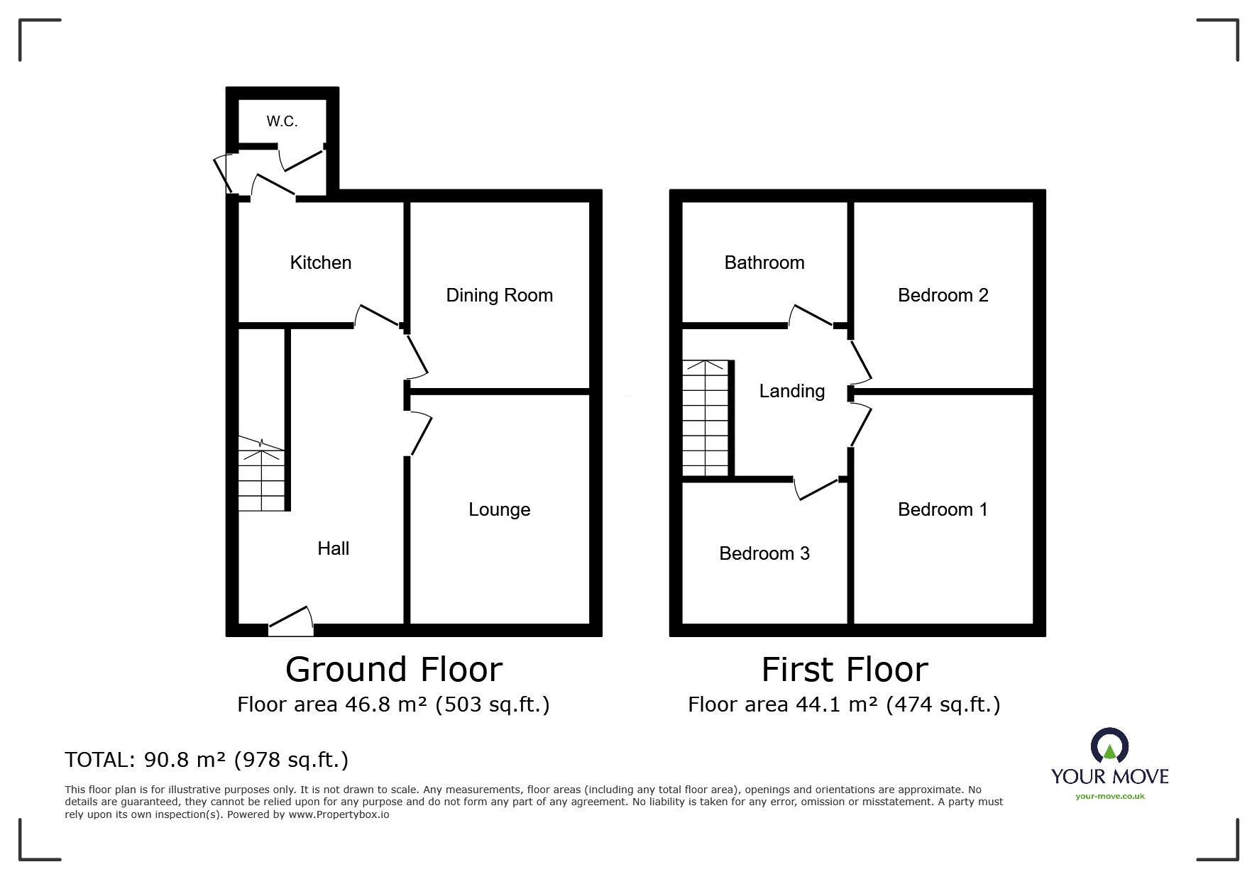 Floorplan of 3 bedroom Semi Detached House for sale, Bretby Lane, Bretby, Derbyshire, DE15