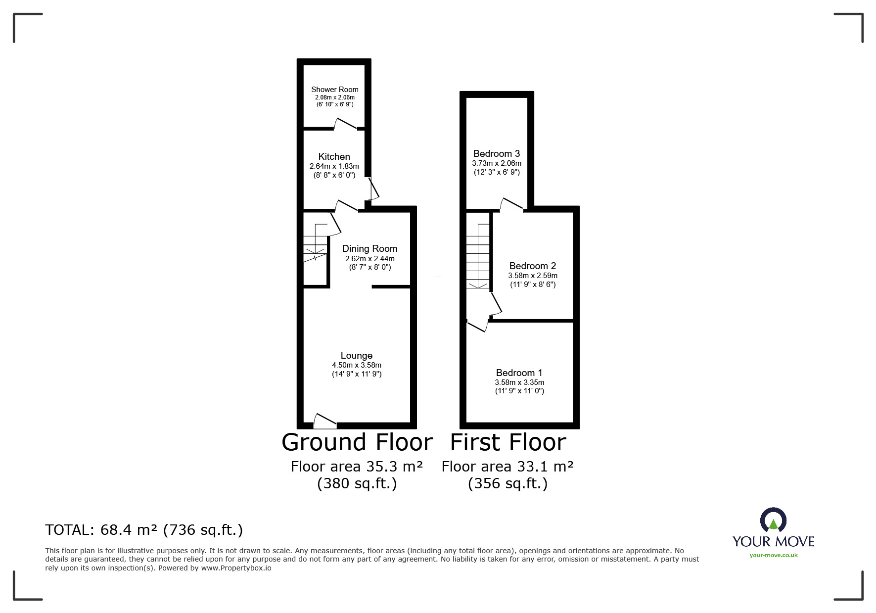 Floorplan of 3 bedroom Mid Terrace House for sale, Uxbridge Street, Burton-on-Trent, Staffordshire, DE14