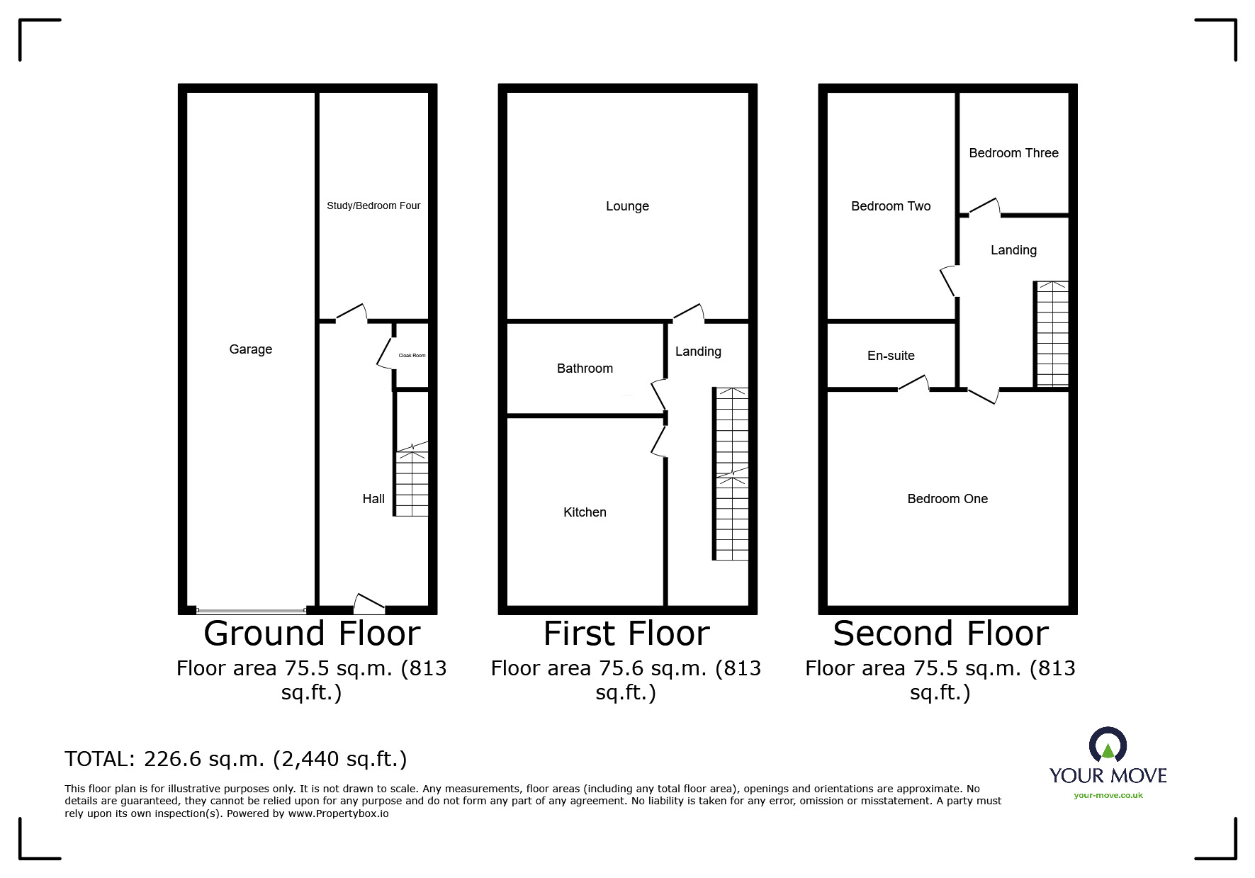 Floorplan of 3 bedroom Mid Terrace House for sale, Black Eagle Court, Burton-on-Trent, Staffordshire, DE14