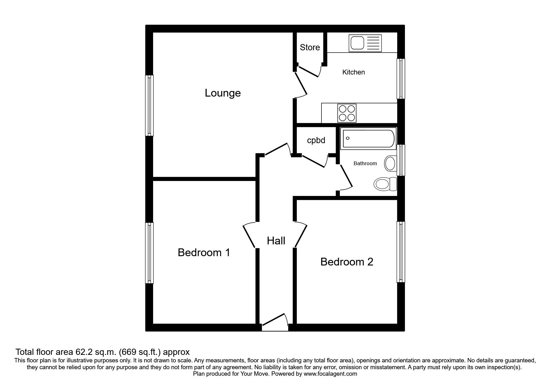 Floorplan of 2 bedroom  Flat for sale, Shakespeare Road, Burton-on-Trent, Staffordshire, DE14