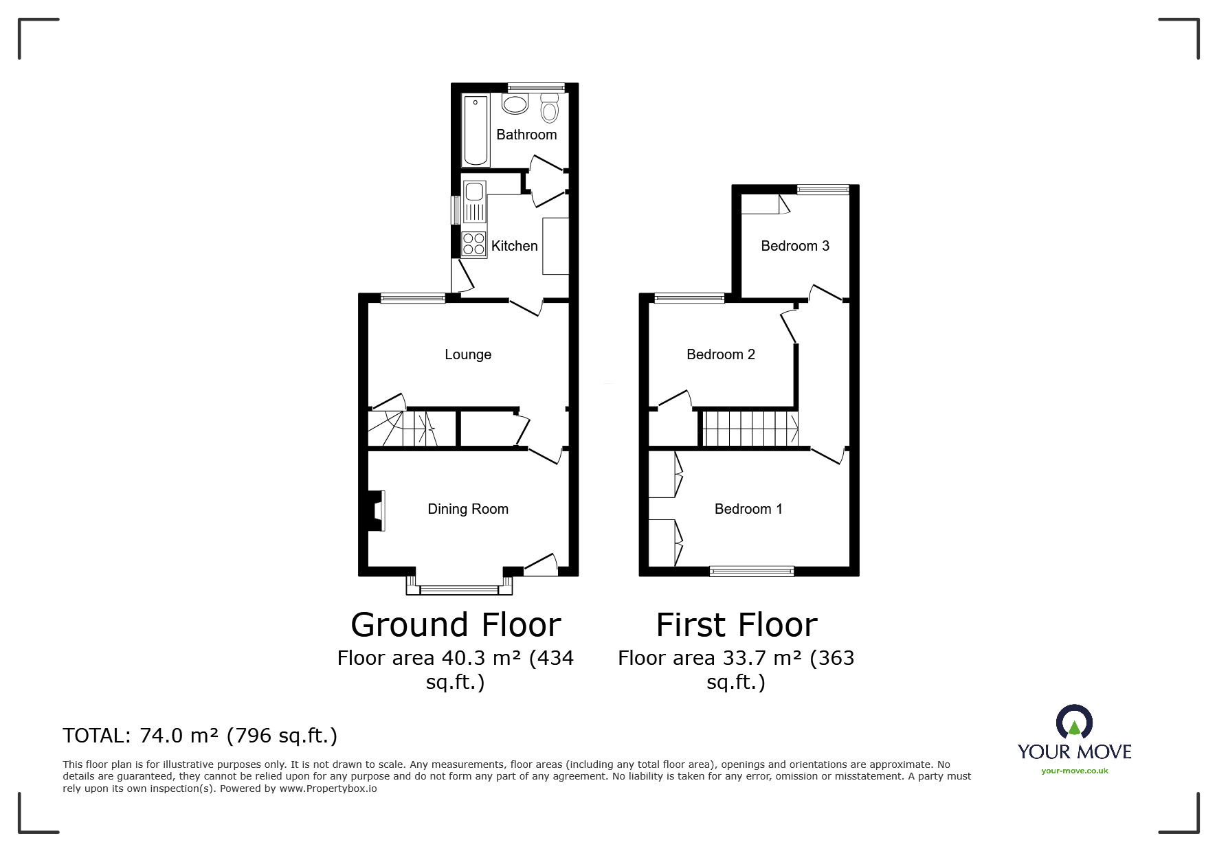 Floorplan of 3 bedroom Mid Terrace House for sale, Holly Street, Burton-on-Trent, Staffordshire, DE15