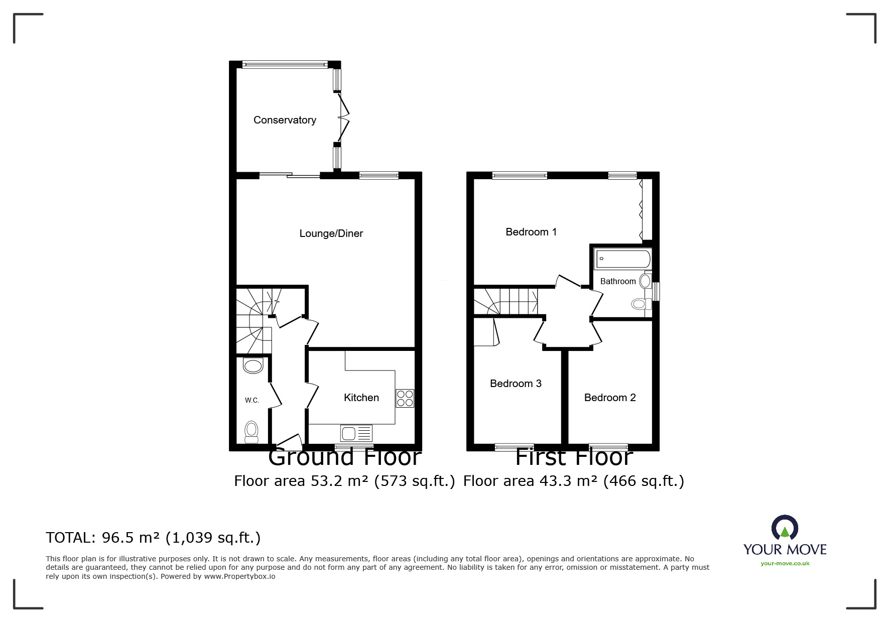 Floorplan of 3 bedroom Semi Detached House for sale, Maple Way, Branston, Staffordshire, DE14