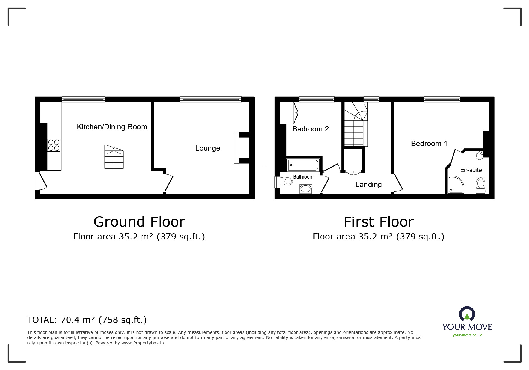 Floorplan of 2 bedroom Mid Terrace House for sale, Boggy Lane, Church Broughton, Derbyshire, DE65