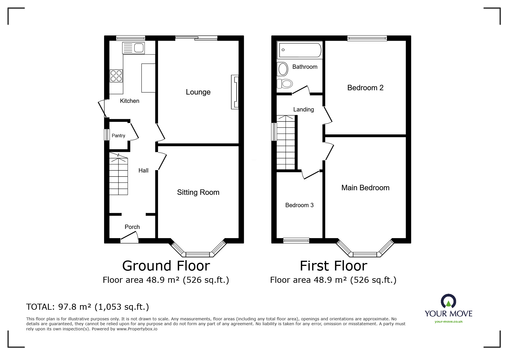 Floorplan of 3 bedroom Semi Detached House for sale, Stanton Road, Burton-on-Trent, Staffordshire, DE15