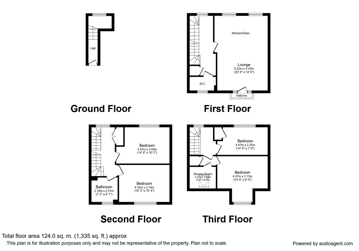 Floorplan of 4 bedroom Mid Terrace House to rent, Drying Shed Lane, Canterbury, Kent, CT1