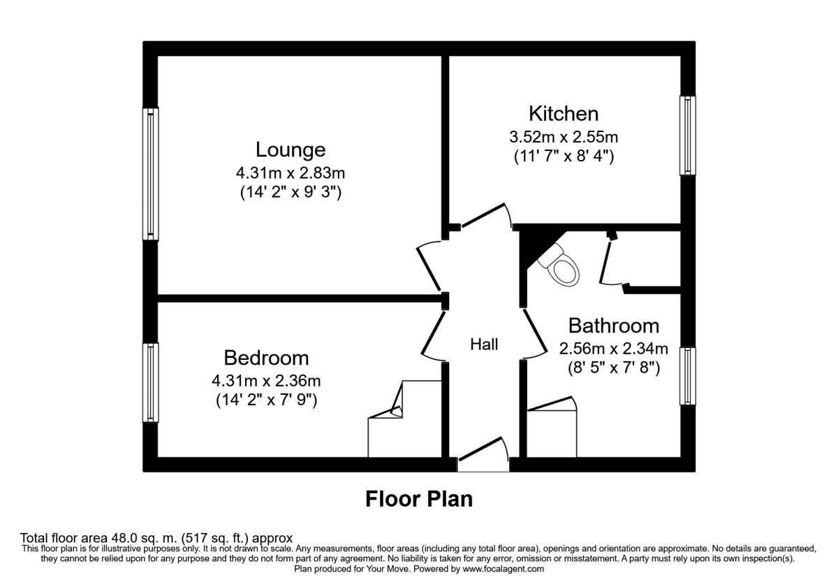 Floorplan of 1 bedroom  Flat to rent, Sea View Terrace, Camborne, Cornwall, TR14