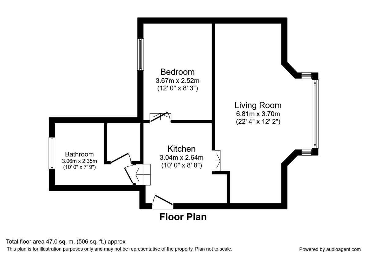 Floorplan of 1 bedroom  Flat to rent, Sea View Terrace, Camborne, Cornwall, TR14