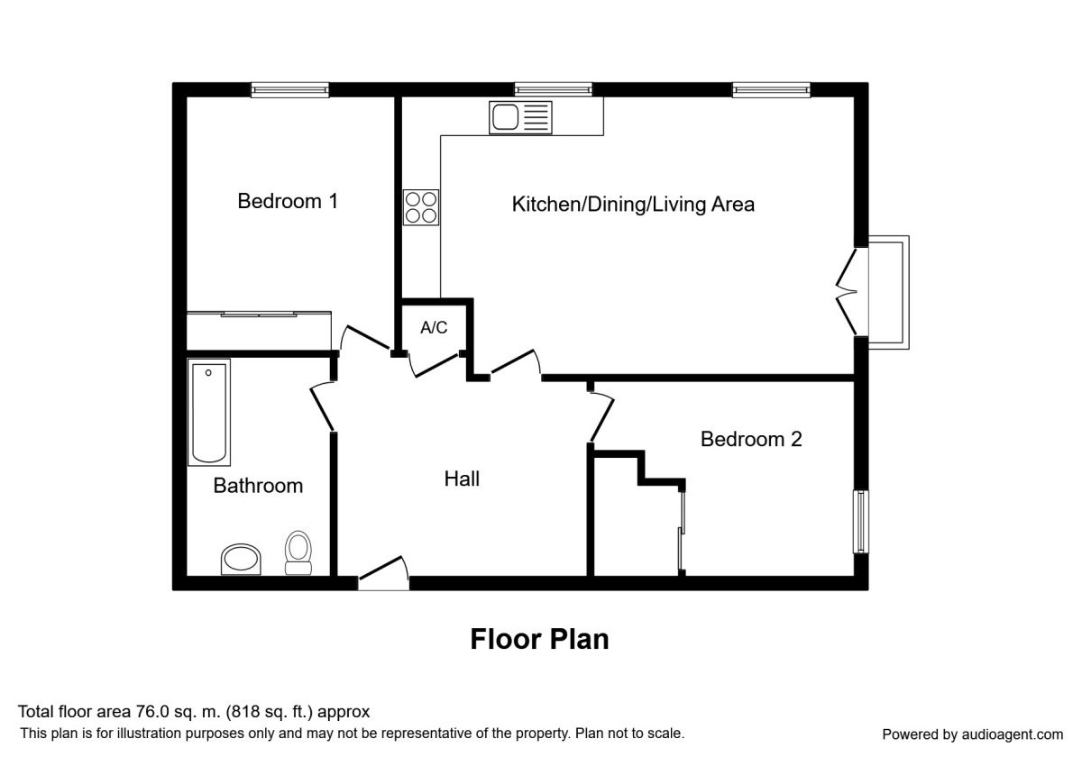 Floorplan of 2 bedroom  Flat to rent, Whym Kibbal Court, Redruth, Cornwall, TR15