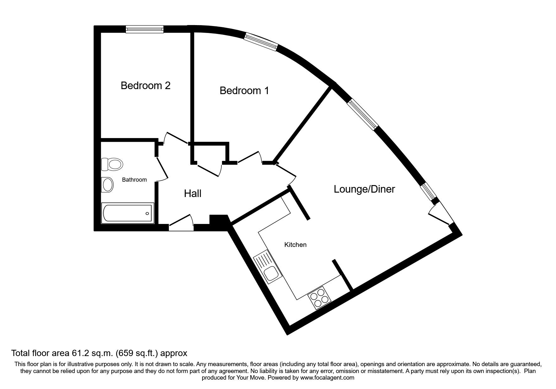 Floorplan of 2 bedroom  Flat to rent, Drop Stamp Road, Camborne, Cornwall, TR14