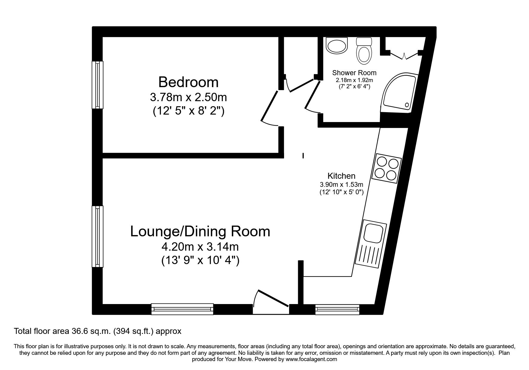 Floorplan of 1 bedroom  Flat to rent, Hooper Lane, Camborne, Cornwall, TR14