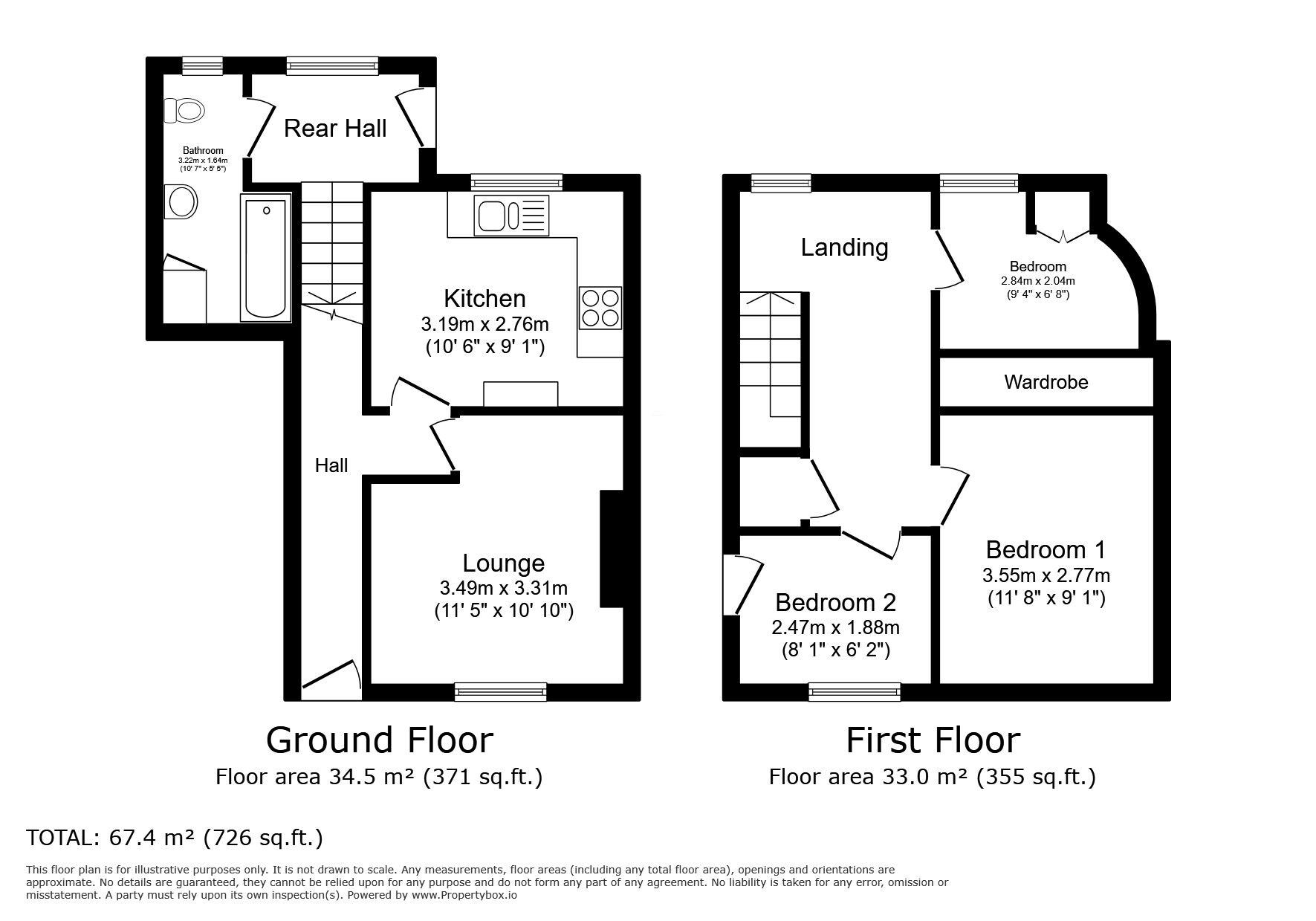 Floorplan of 3 bedroom Mid Terrace House for sale, Tehidy Road, Camborne, Cornwall, TR14