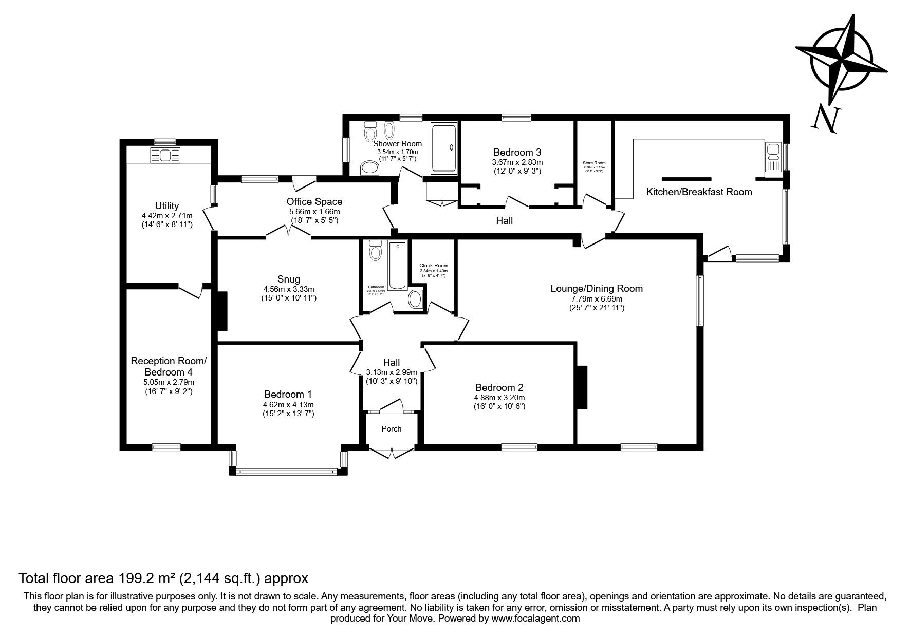 Floorplan of 3 bedroom Detached Bungalow for sale, Vivian Park, Camborne, Cornwall, TR14