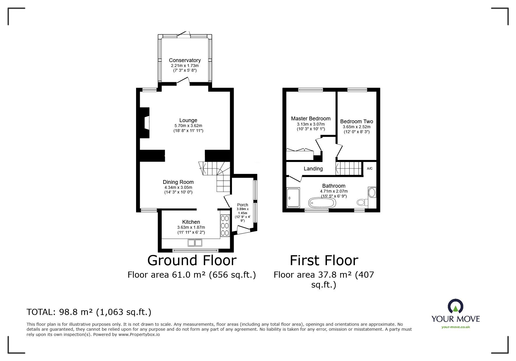 Floorplan of 2 bedroom End Terrace House for sale, Nancegollan, Helston, Cornwall, TR13