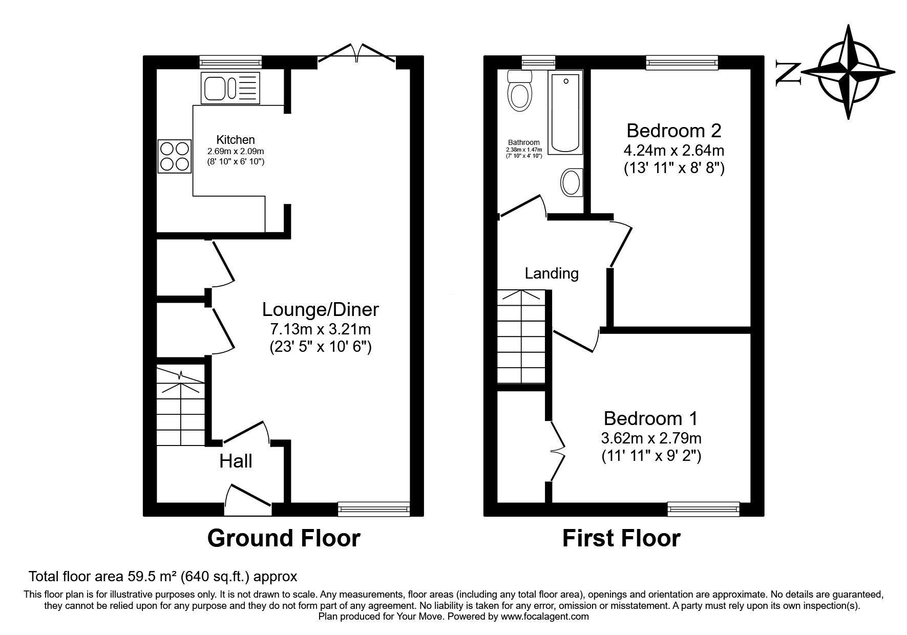 Floorplan of 2 bedroom Mid Terrace House for sale, Tregullan, Illogan, Cornwall, TR16