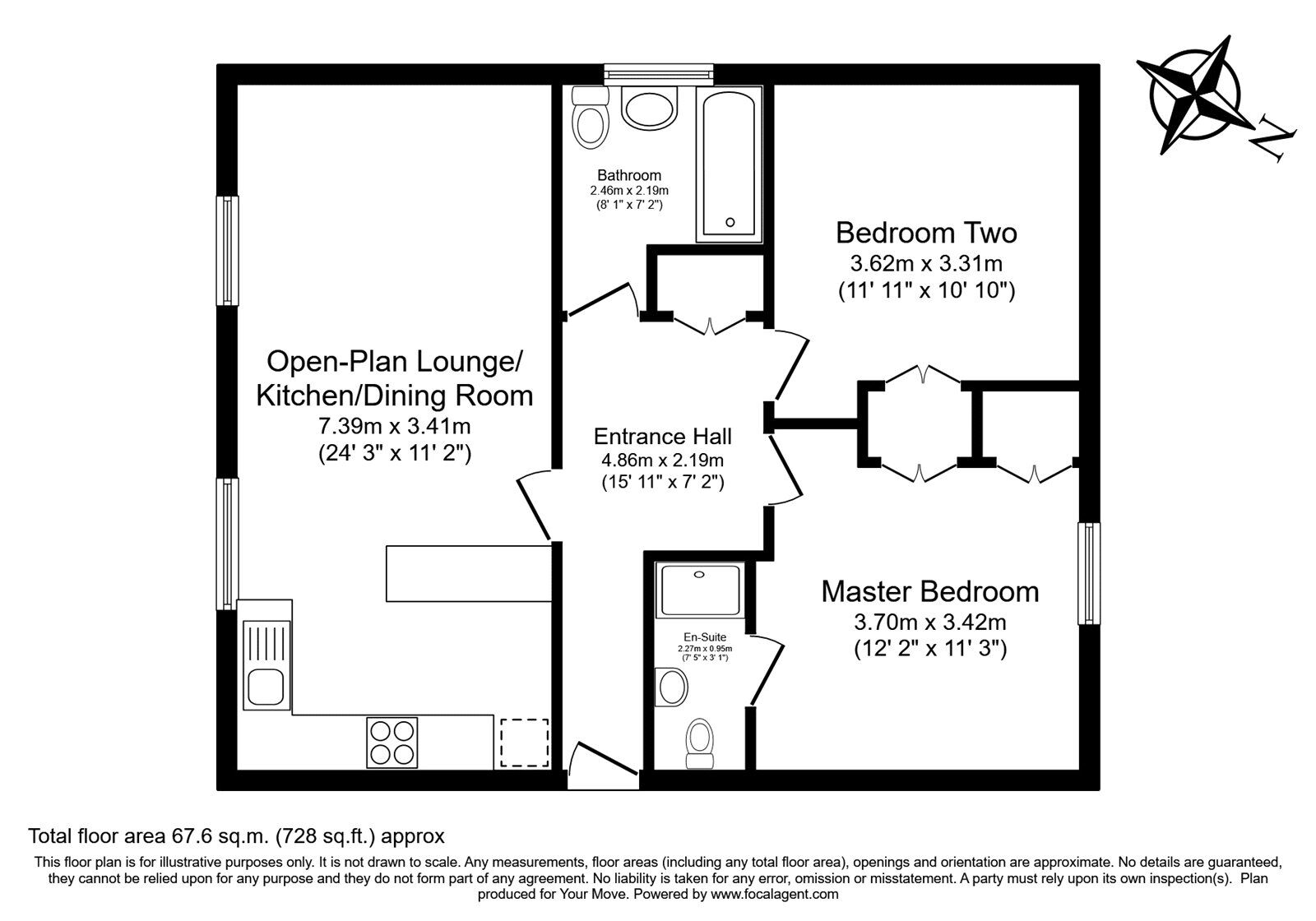 Floorplan of 2 bedroom  Flat for sale, Holman Park, Camborne, Cornwall, TR14