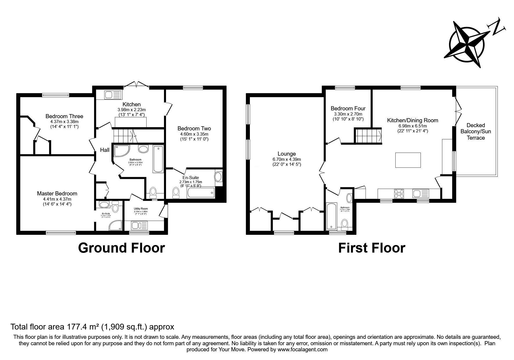 Floorplan of 4 bedroom Detached House for sale, Cadogan Road, Camborne, Cornwall, TR14