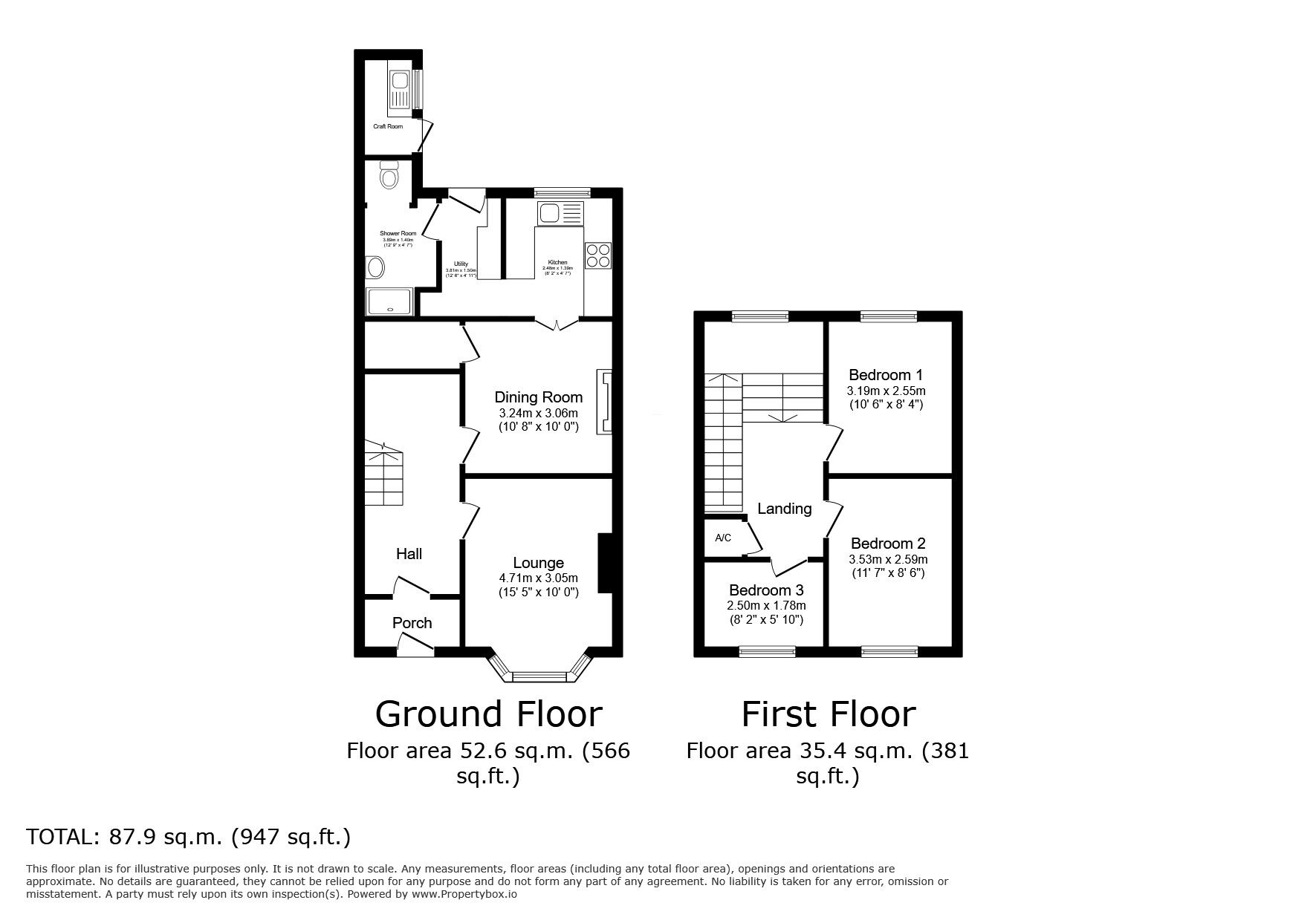 Floorplan of 3 bedroom Mid Terrace House for sale, Tehidy Road, Camborne, Cornwall, TR14