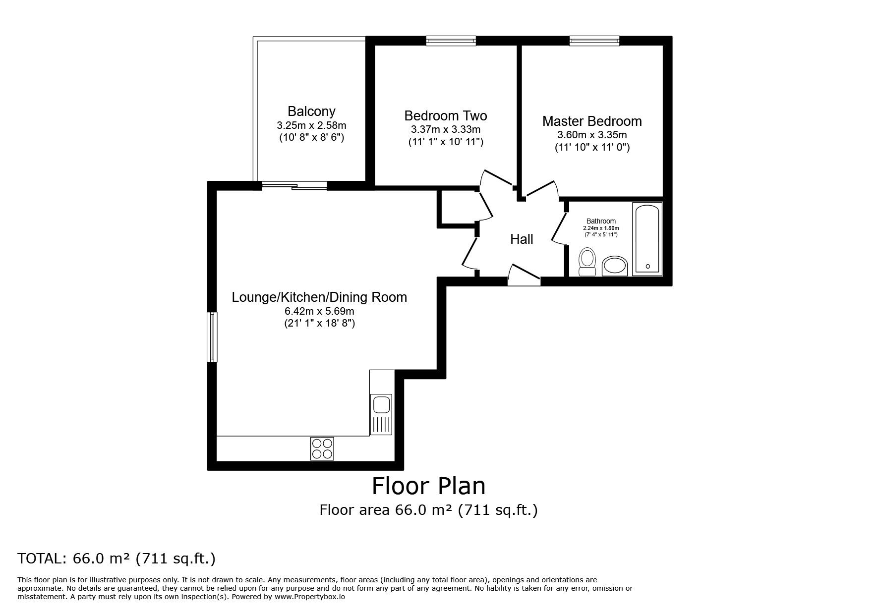 Floorplan of 2 bedroom  Flat for sale, Vyvyans Court, Tuckingmill, Cornwall, TR14