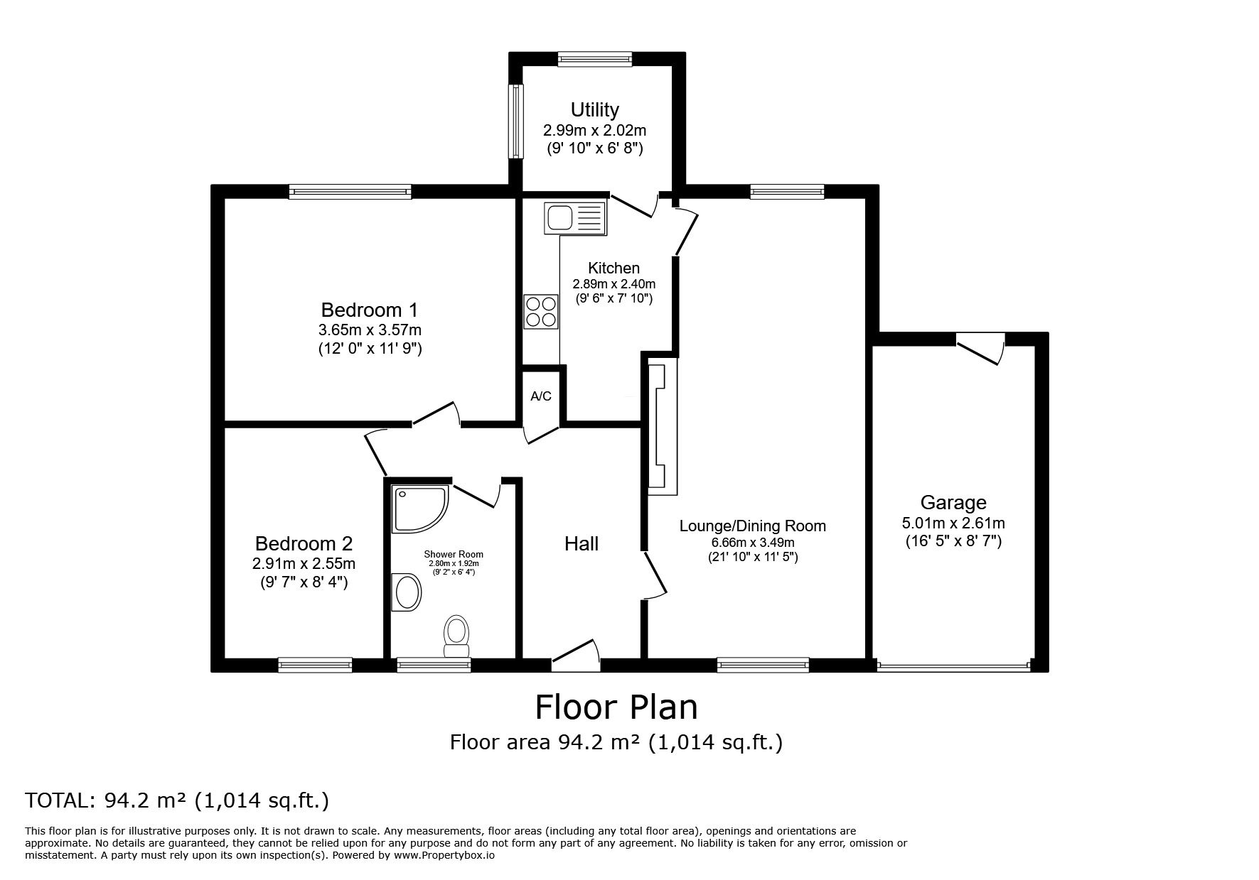 Floorplan of 2 bedroom Detached Bungalow for sale, Gilly Fields, Redruth, Cornwall, TR15