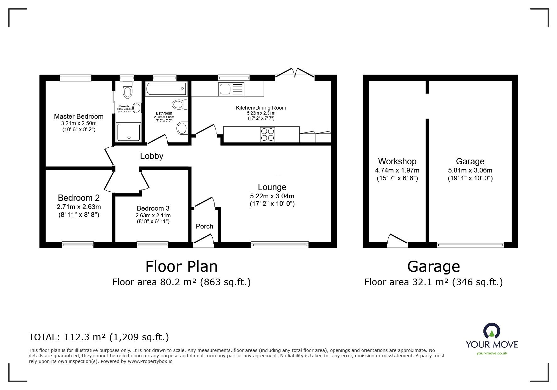 Floorplan of 3 bedroom Detached Bungalow for sale, Beacon Fields, Camborne, Cornwall, TR14