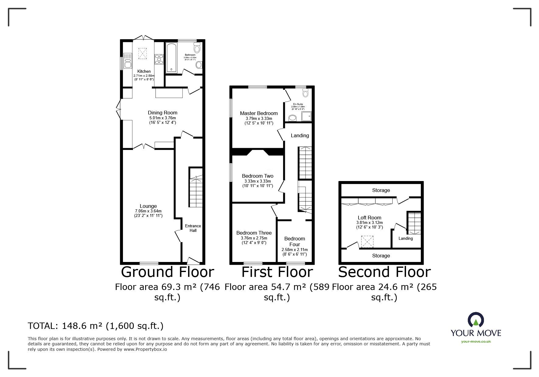 Floorplan of 4 bedroom Semi Detached House for sale, Condurrow Road, Beacon, Cornwall, TR14