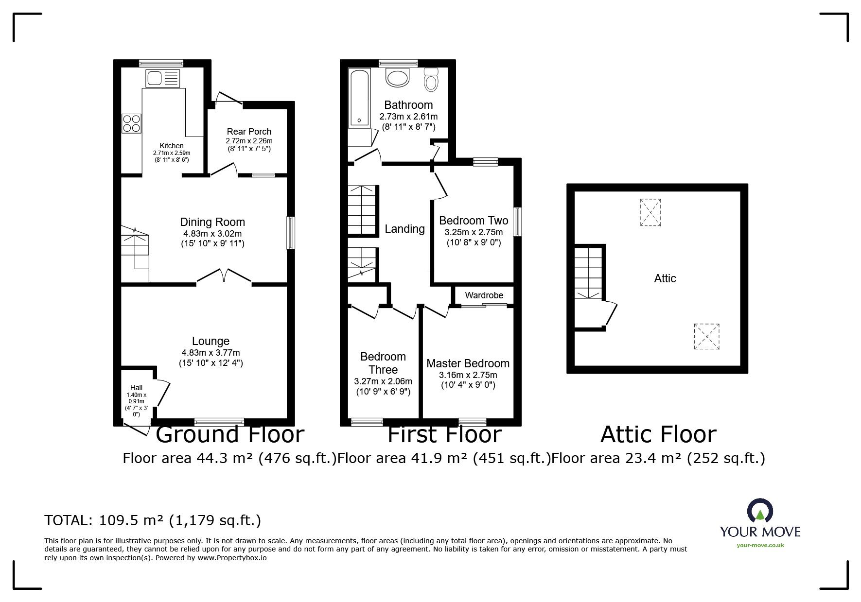 Floorplan of 3 bedroom Semi Detached House for sale, Cadogan Road, Camborne, Cornwall, TR14