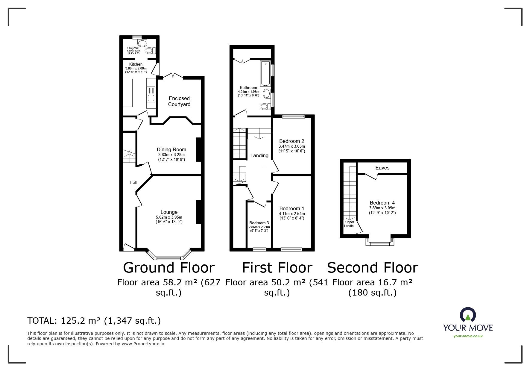 Floorplan of 4 bedroom Mid Terrace House for sale, Cliff Terrace, Portreath, Cornwall, TR16