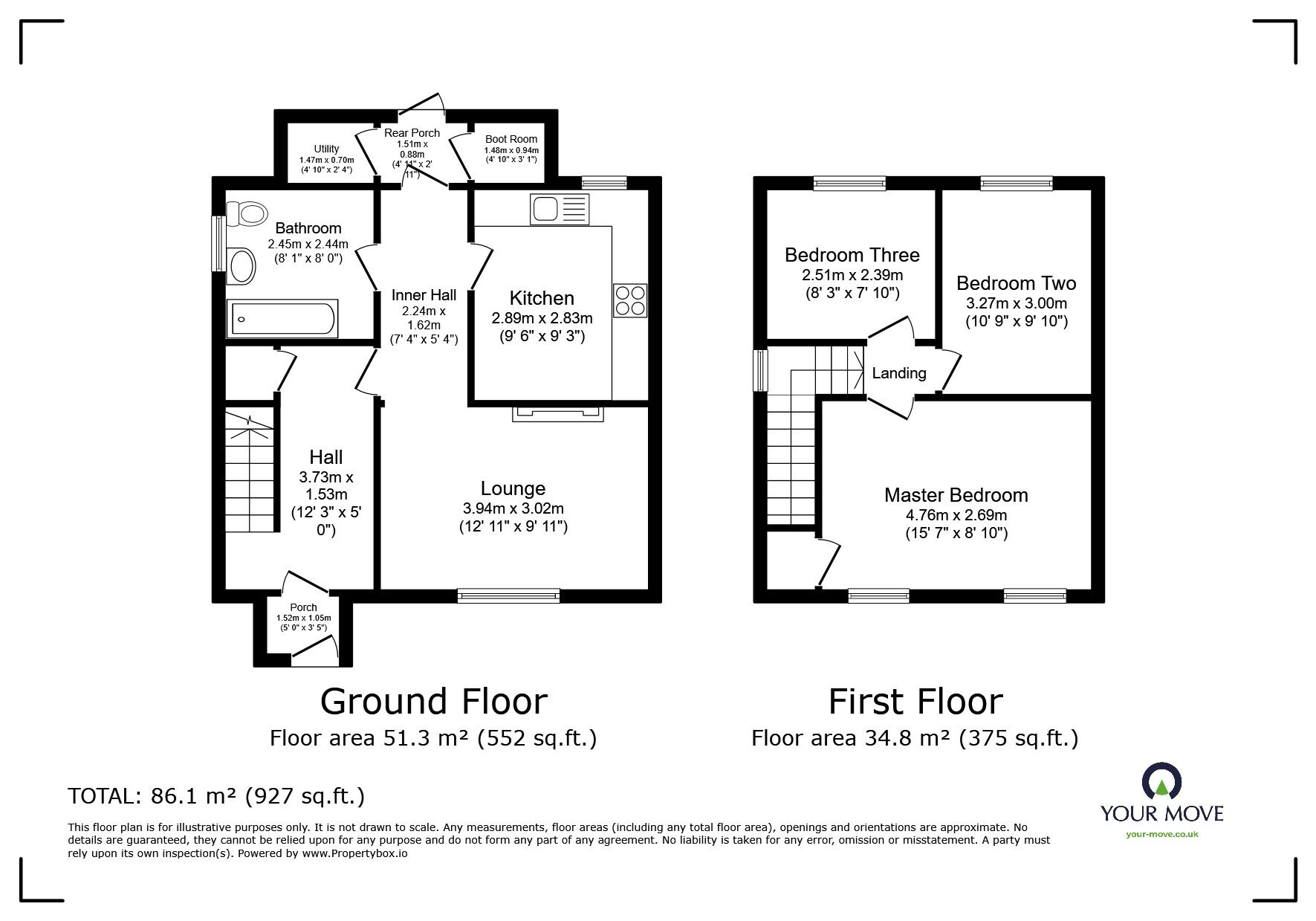 Floorplan of 3 bedroom Semi Detached House for sale, Drym Road, Nancegollan, Cornwall, TR13