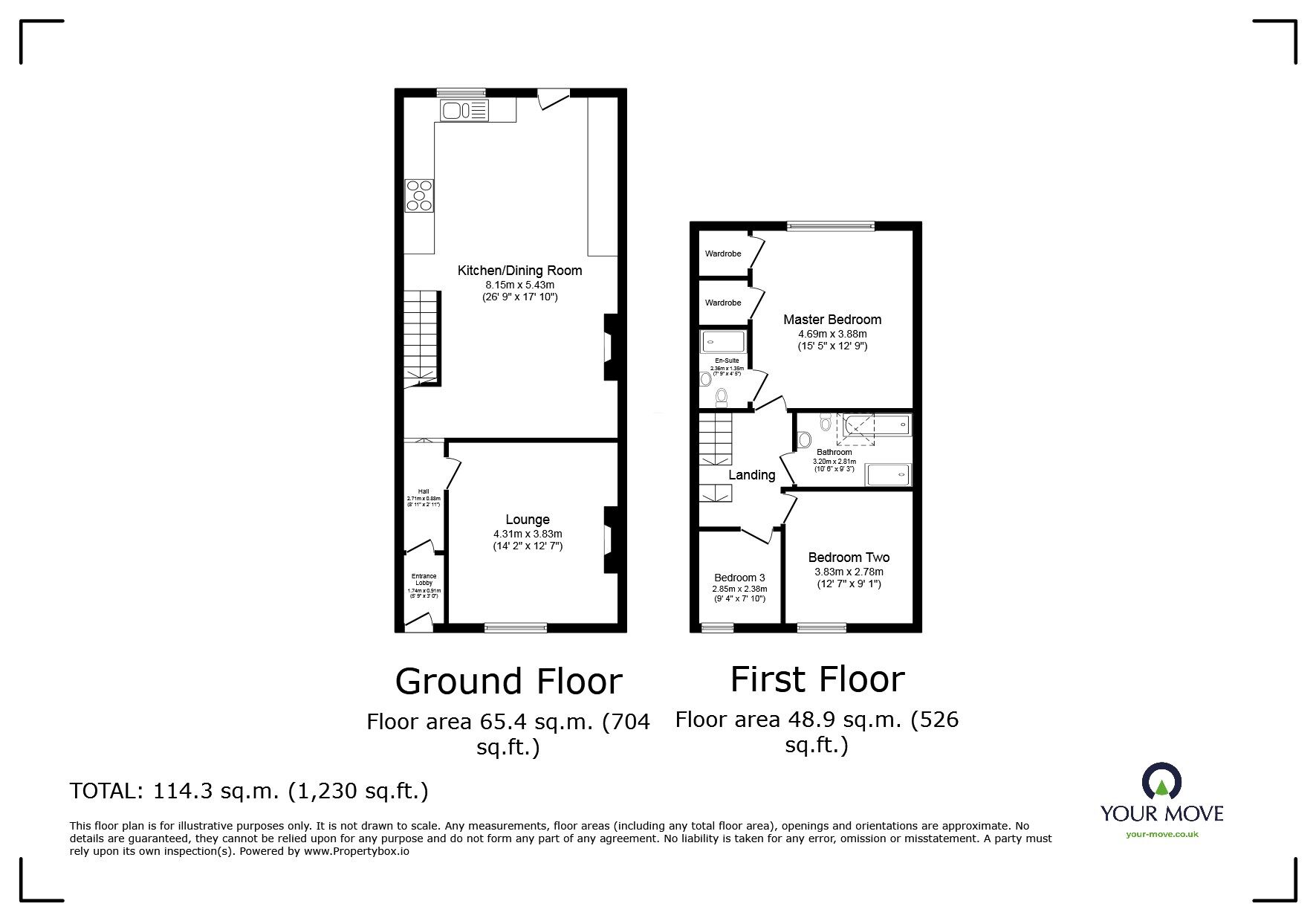 Floorplan of 3 bedroom Mid Terrace House for sale, Roskear Road, Camborne, Cornwall, TR14