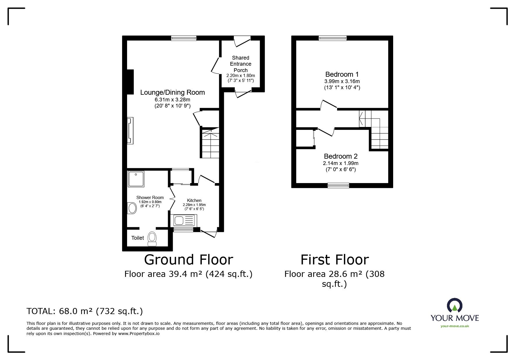 Floorplan of 2 bedroom Mid Terrace House for sale, Fore Street, Praze, Cornwall, TR14