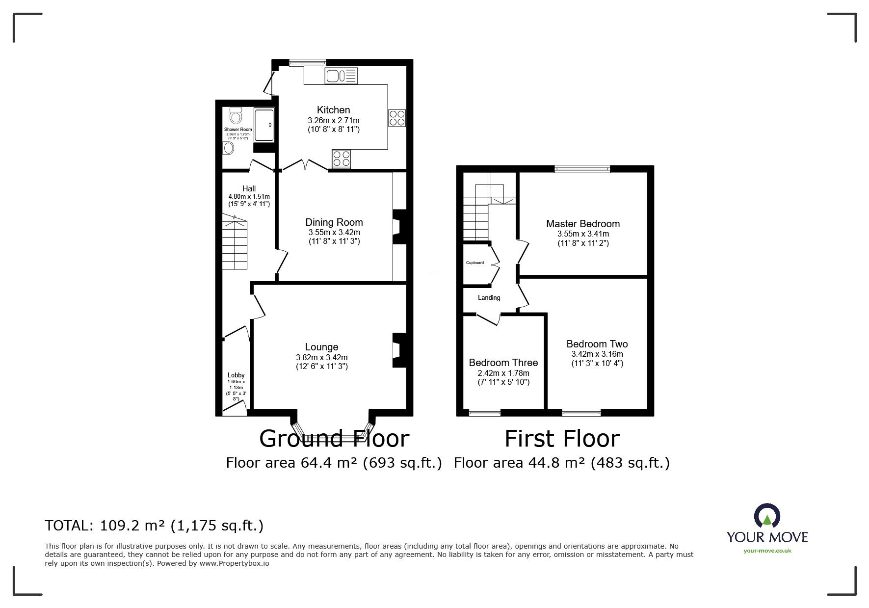 Floorplan of 3 bedroom Mid Terrace House for sale, Dolcoath Road, Camborne, Cornwall, TR14